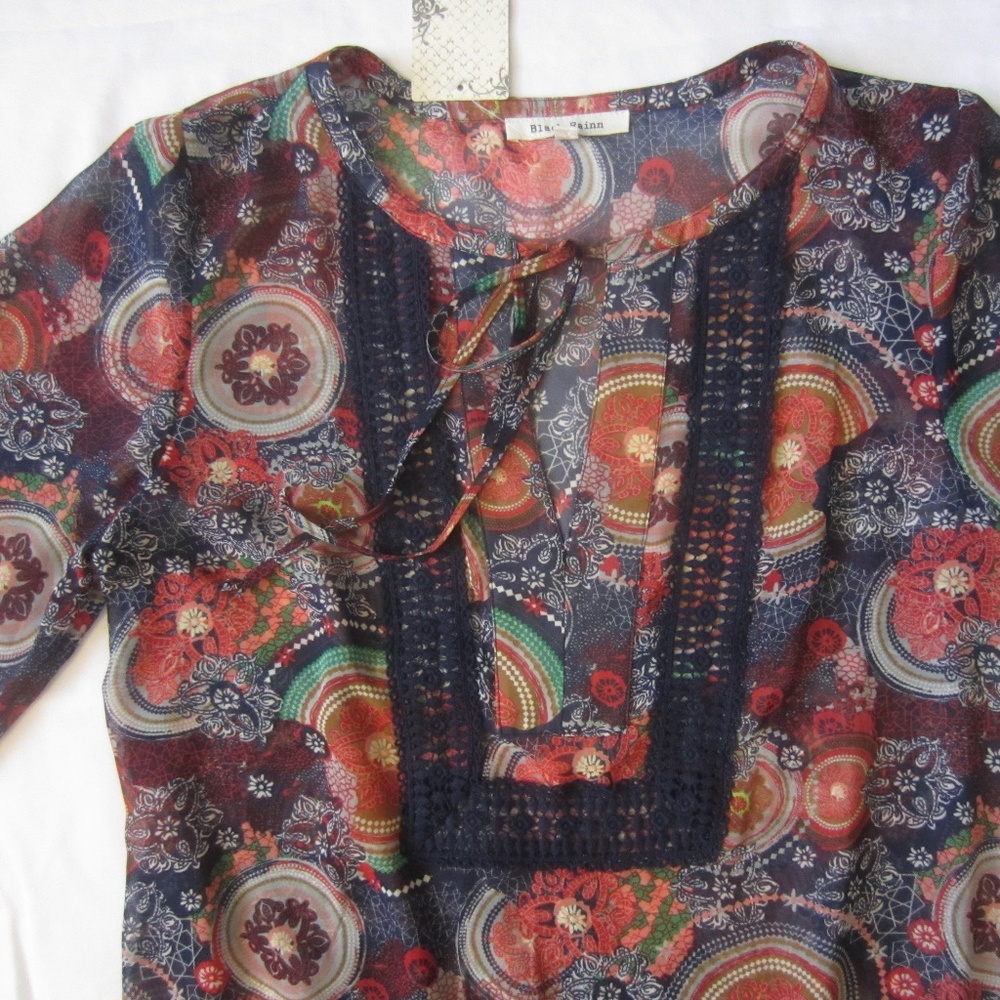 Sheer multi-color, med boho blouse. New with tag.